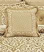Color:Gold - Image 3 - Lazlo Tear-Drop Diamond Pattern Embellished Flanged Square Pillow