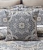 J. Queen New York Legend Grand-Scale Woven Medallion Print Reversible Square Pillow, Color:Powder Blue - Image 3