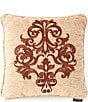 Color:Beige - Image 1 - Luciana Damask Embroidered Square Pillow