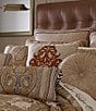 Color:Beige - Image 3 - Luciana Damask Embroidered Square Pillow
