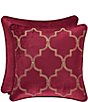 Color:Red - Image 1 - Maribella Crimson Embroidered Square Pillow