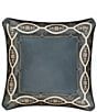 J. Queen New York Monroe Woven Medallion Border Reversible Decorative Throw Square Pillow, Color:Peacock - Image 1