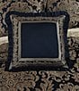 J. Queen New York Monte Carlo Lace Scroll Border Embellished Square Pillow, Color:Navy - Image 3