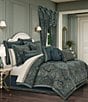 J. Queen New York Nancy Woven Chenille Damask Oversized Comforter Set, Color:Teal - Image 1