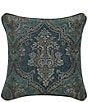 J. Queen New York Nancy Woven Damask Reversible Square Decorative Pillow, Color:Teal - Image 1