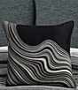 J. Queen New York Parallel Abstract Wave Embroidered Pattern Decorative Square Pillow, Color:Black - Image 1
