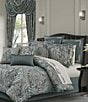 J. Queen New York Renata Woven Scroll Border Design Euro Sham, Color:Teal - Image 3