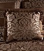 Color:Copper - Image 2 - Surano Damask Flanged Embellished Square Pillow