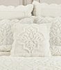 Color:Winter White - Image 3 - Teigen Collection Medallion Print Quilted Reversible Square Pillow