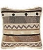 Color:Linen - Image 1 - Timber Striped & Faux Fur Square Pillow