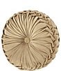 Color:Gold - Image 1 - Townsend Button-Tufted Pleated Round Pillow