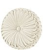 J. Queen New York Townsend Button-Tufted Pleated Round Pillow, Color:Ivory - Image 1