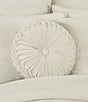 J. Queen New York Townsend Button-Tufted Pleated Round Pillow, Color:Ivory - Image 2