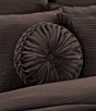J. Queen New York Townsend Button-Tufted Pleated Round Pillow, Color:Mink - Image 2