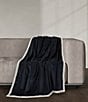 J. Queen New York Townsend Plush Velvet Sherpa Reversible Throw, Color:Indigo - Image 1