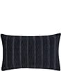 J. Queen New York Townsend Wave Textured Velvet Lumbar Decorative Pillow Cover, Color:Indigo - Image 1