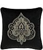Color:Black - Image 1 - Vincenzo Embroidered Damask Square Decorative Pillow
