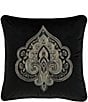 J. Queen New York Vincenzo Embroidered Damask Square Decorative Pillow, Color:Black - Image 1