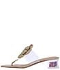 Color:Clear/Natural - Image 4 - Abriana Clear Vinyl Macrame Flower Bead Heel Thong Slide Sandals