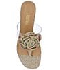 Color:Clear/Natural - Image 6 - Abriana Clear Vinyl Macrame Flower Bead Heel Thong Slide Sandals