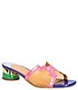 Color:Pink/Orange/Blue - Image 1 - Amorra Rainbow Patent Mesh Slide Sandals