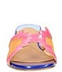 Color:Pink/Orange/Blue - Image 5 - Amorra Rainbow Patent Mesh Slide Sandals