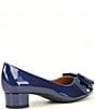 Color:Navy - Image 2 - Cameo Patent Bow Detail Block Heel Pumps