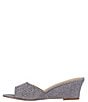 Color:Pewter Glitter - Image 4 - Coralie Glitter Fabric Rhinestone Wedge Slide Sandals