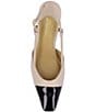 Color:Nude/Black - Image 6 - Cyrene Patent Cap Toe Block Heel Sling Pumps