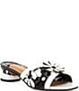 Color:Black/White Patent - Image 1 - Davina Patent Leather Floral Slide Sandals