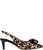 J. Renee Delara Leopard Print Slingback Pointed Toe Curled Bow Pumps - Image 2