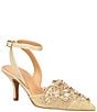 Color:Gold Glitter - Image 1 - Desdemona Dotted Rhinestone Ankle Strap Pumps
