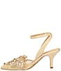 Color:Gold Glitter - Image 4 - Desdemona Dotted Rhinestone Ankle Strap Pumps