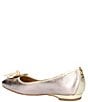 Color:Taupe/Gold Metallic - Image 3 - Edie Metallic Leather Square Toe Bow Dress Flats
