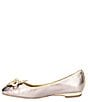 Color:Taupe/Gold Metallic - Image 4 - Edie Metallic Leather Square Toe Bow Dress Flats