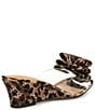Color:Leopard - Image 2 - Eris Lucite Bow Rhinestone Embellished Wedge Sandals