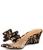 Color:Leopard - Image 4 - Eris Lucite Bow Rhinestone Embellished Wedge Sandals