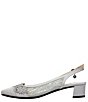 Color:Steel Grey - Image 4 - Faleece Lace and Satin Slingback Block Heel Pumps
