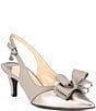 Color:Pewter/Pewter - Image 1 - Gabino Patent Bow Slingback Pumps