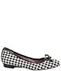 Color:Black/White Houndstooth - Image 2 - Hirabelle Houndstooth Fabric Square Toe Bow Flats