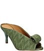 Color:Green Pleated - Image 1 - Kavalya Pleated Fabric Peep Toe Dress Slides