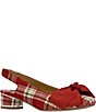 J. Renee Lazule Tartan Plaid Slingback Block Heel Bow Pumps - Image 1