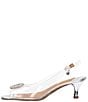 Color:Clear/Silver - Image 4 - Madeleina Clear Vinyl Bling Buckle Peep Toe Dress Sandals
