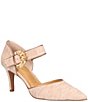 Color:Beige Pleated - Image 1 - Manasi Pleated Fabric Embellished Buckle d'Orsay Mary Jane Pumps