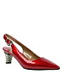 Color:Red - Image 1 - Mayetta Slingback Pearlized Patent Dress Metal Heel Pumps
