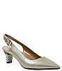 Color:Taupe - Image 1 - Mayetta Slingback Pearlized Patent Dress Metal Heel Pumps