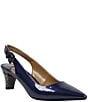 Color:Navy - Image 1 - Mayetta Slingback Pearlized Patent Pumps