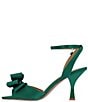 Color:Emerald Green Satin - Image 4 - Nishia Satin Bow Ankle Strap Dress Sandals