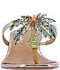 Color:Gold - Image 5 - Palmy Metallic Rhinestone Palm Tree Thong Sandals