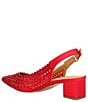 Color:Red Satin - Image 3 - Pranil Satin Rhinestone Block Heel Slingback Pumps